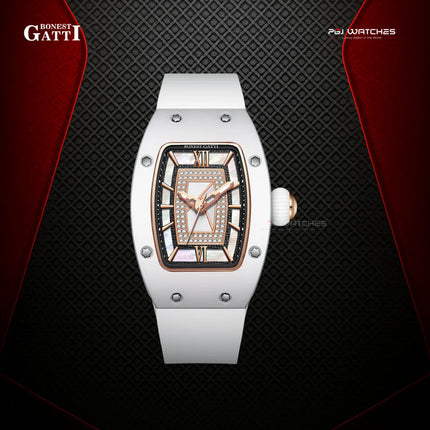 BONEST GATTI Automatic Ceramic 80 Zirconia Dial Sapphire Rubber Ladies - BG9906-L