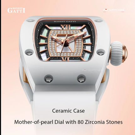 BONEST GATTI Automatic Ceramic 80 Zirconia Dial Sapphire Rubber Ladies - BG9906-L