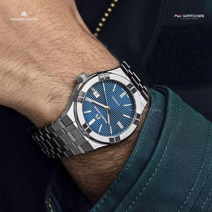 MAURICE LACROIX Aikon Automatic Date 42mm Blue Dial Stainless Steel - AI6008-SS002-430-1
