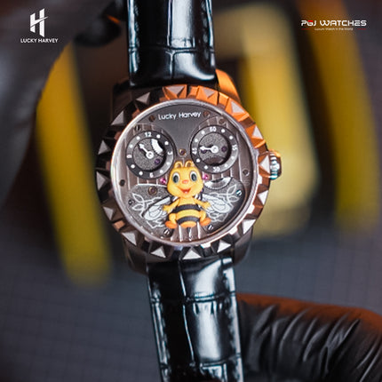 LUCKY HARVEY Silver Bee Automatic Round Case Luminous