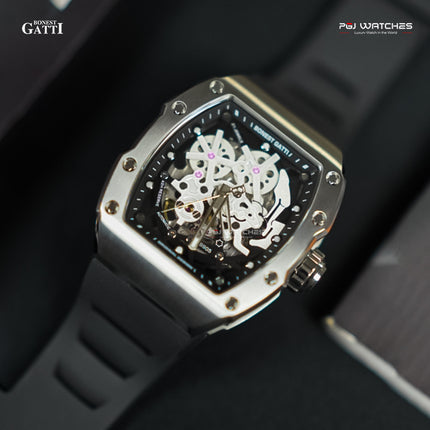 BONEST GATTI Carbon Fiber Titanium Alloy Case Barrel Skeleton Movement Watch - BG9905-A