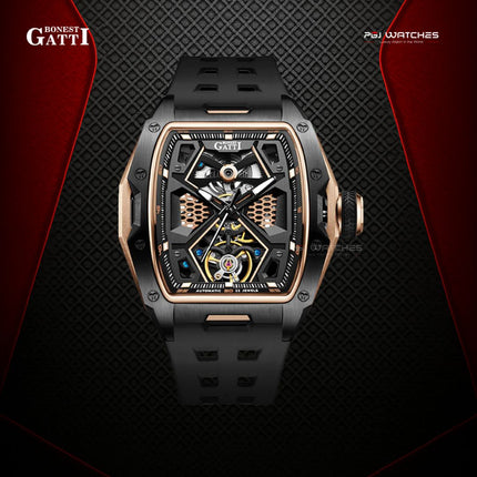 BONEST GATTI Automatic Skeleton Movement Barrel shaped Case Luminous - BG5501-A