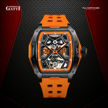 BONEST GATTI Automatic Skeleton Movement Barrel shaped Case Luminous - BG5501-A