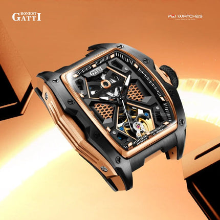 BONEST GATTI Automatic Skeleton Movement Barrel shaped Case Luminous - BG5501-A