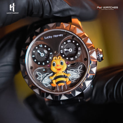 LUCKY HARVEY Silver Bee Automatic Round Case Luminous