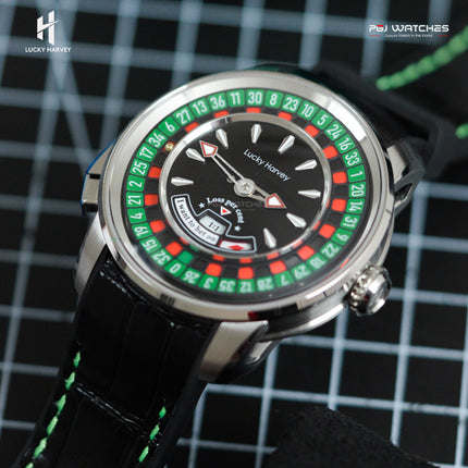 LUCKY HARVEY European Roulette Automatic Casino Men Watch Skeleton Dial