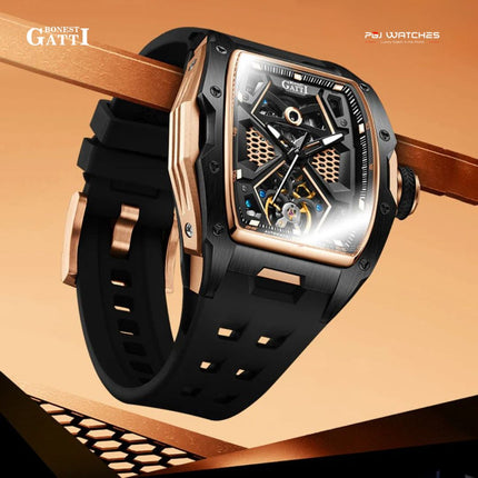 BONEST GATTI Automatic Skeleton Movement Barrel shaped Case Luminous - BG5501-A