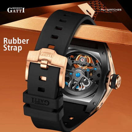 BONEST GATTI Automatic Skeleton Movement Barrel shaped Case Luminous - BG5501-A