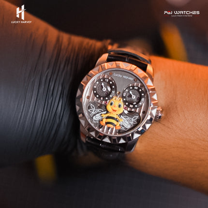 LUCKY HARVEY Silver Bee Automatic Round Case Luminous