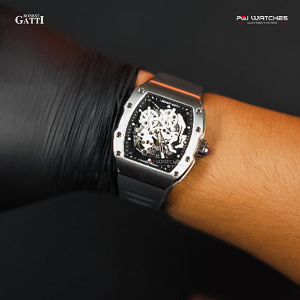 BONEST GATTI Carbon Fiber Titanium Alloy Case Barrel Skeleton Movement Watch - BG9905-A