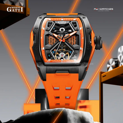 BONEST GATTI Automatic Skeleton Movement Barrel shaped Case Luminous - BG5501-A