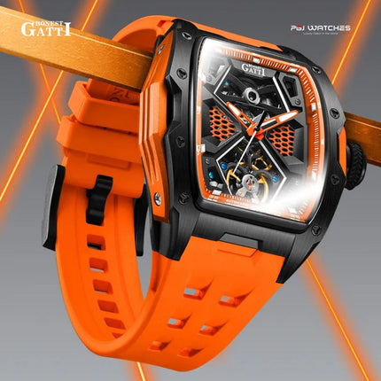 BONEST GATTI Automatic Skeleton Movement Barrel shaped Case Luminous - BG5501-A