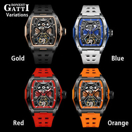 BONEST GATTI Automatic Skeleton Movement Barrel shaped Case Luminous - BG5501-A