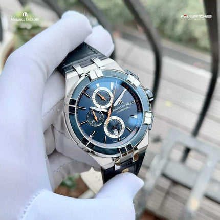 MAURICE LACROIX Aikon Chronograph Quartz 44mm Blue Dial Stainless Steel - AI1018-SS001-432-4
