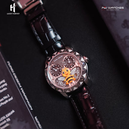 LUCKY HARVEY Silver Bee Automatic Round Case Luminous