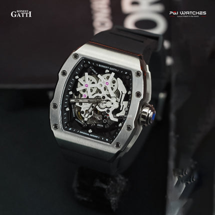 BONEST GATTI Carbon Fiber Titanium Alloy Case Barrel Skeleton Movement Watch - BG9905-A
