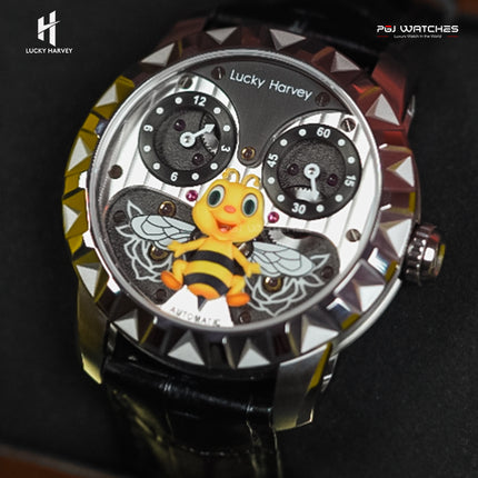 LUCKY HARVEY Silver Bee Automatic Round Case Luminous