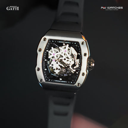 BONEST GATTI Carbon Fiber Titanium Alloy Case Barrel Skeleton Movement Watch - BG9905-A