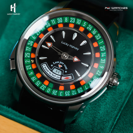 LUCKY HARVEY European Roulette Automatic Casino Men Watch Skeleton Dial