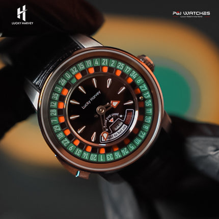 LUCKY HARVEY European Roulette Automatic Casino Men Watch Skeleton Dial