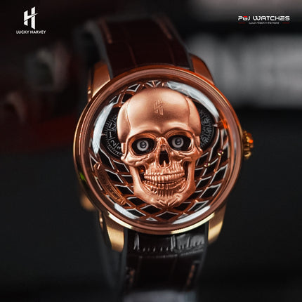 LUCKY HARVEY Skull Luminous Dial Men’s Watch Mechanical