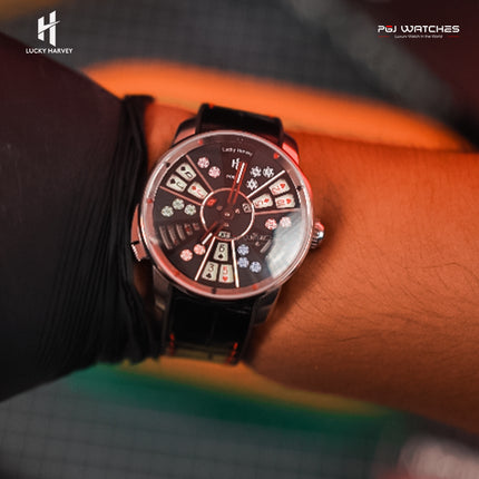 LUCKY HARVEY New Three Card Poker Men’s Watch Automatic Skeleton Poker-Motif