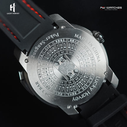 LUCKY HARVEY New Three Card Poker Men’s Watch Automatic Skeleton Poker-Motif