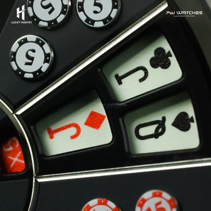 LUCKY HARVEY New Three Card Poker Men’s Watch Automatic Skeleton Poker-Motif