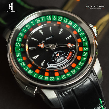 LUCKY HARVEY European Roulette Automatic Casino Men Watch Skeleton Dial