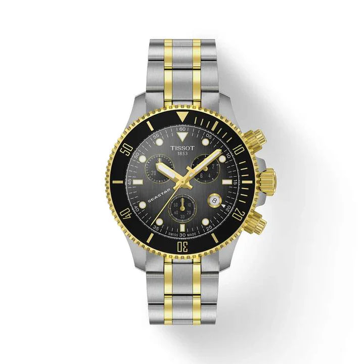 TISSOT Seastar 1000 Yellow Black Dial Silver Two-Tone T120.217.22.061.00 - Dapatkan Di PGJWatches - PGJ Watches