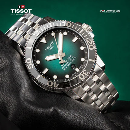 TISSOT Seastar 1000 Powermatic 80 43mm T‑Sport Green Gradient Dial Stainless Steel Bracelet - T120.407.11.091.01