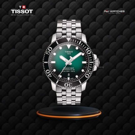 TISSOT Seastar 1000 Powermatic 80 43mm T‑Sport Green Gradient Dial Stainless Steel Bracelet - T120.407.11.091.01