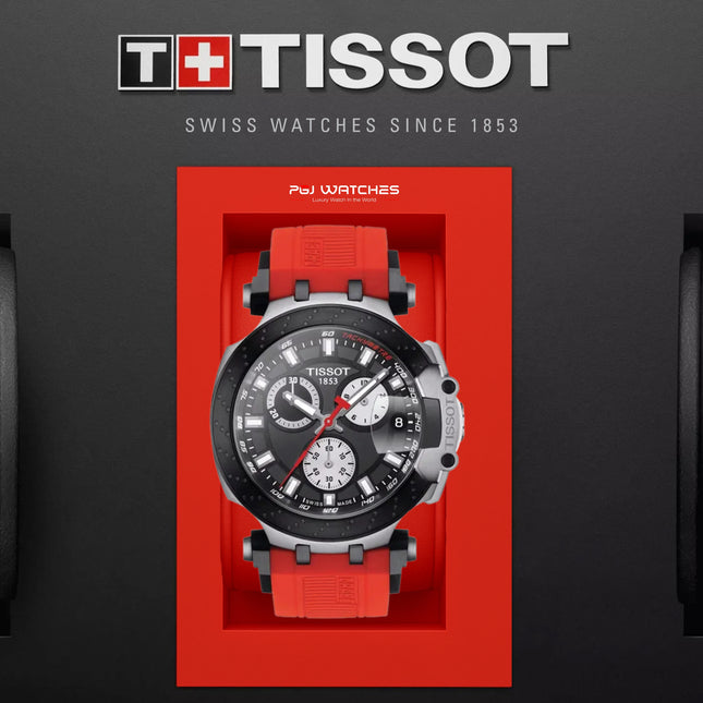 TISSOT T‑Race Chronograph Black Dial Red Rubber Strap - T115.417.27.051.00