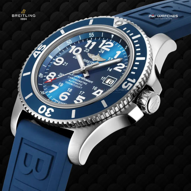 BREITLING Superocean II 44 Blue Dial Rubber Strap - A17392D81C1S1