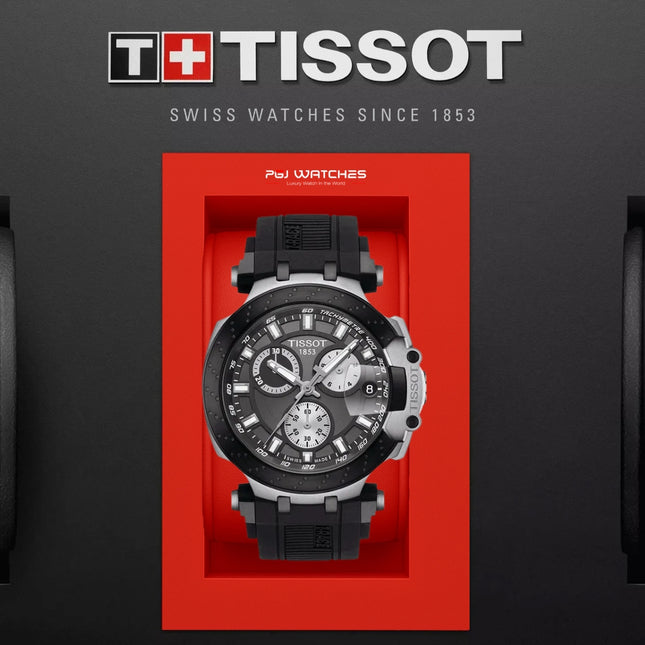 TISSOT T‑Sport T‑Race Chronograph Black Dial Black Silicone Strap - T115.417.27.061.00