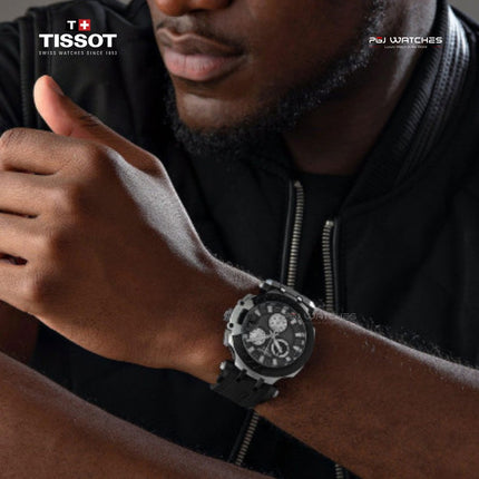 TISSOT T‑Sport T‑Race Chronograph Black Dial Black Silicone Strap - T115.417.27.061.00