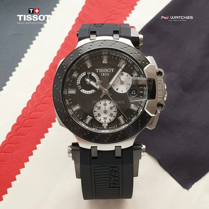TISSOT T‑Sport T‑Race Chronograph Black Dial Black Silicone Strap - T115.417.27.061.00