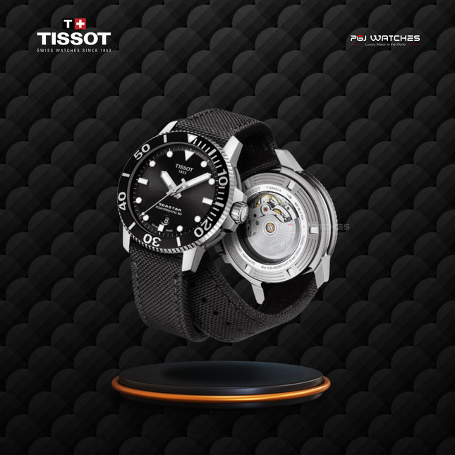 TISSOT Seastar 1000 Powermatic 80 43mm Black Dial Black Fabric Strap - T120.407.17.051.00
