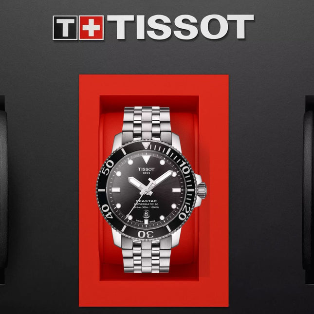 TISSOT Seastar 1000 Powermatic 80 43mm Black Dial Stainless Steel Bracelet - T120.407.11.051.00