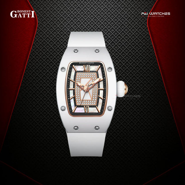 BONEST GATTI Automatic Ceramic 80 Zirconia Dial Sapphire Rubber Ladies - BG9906-L
