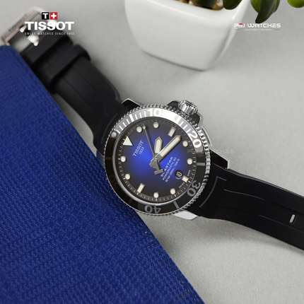 TISSOT Seastar 1000 Powermatic 80 43mm Blue Dial Black Rubber Strap - T120.407.17.041.00