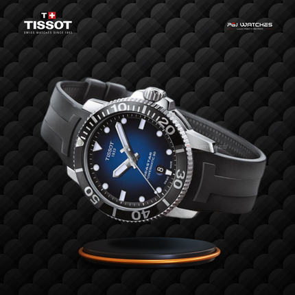 TISSOT Seastar 1000 Powermatic 80 43mm Blue Dial Black Rubber Strap - T120.407.17.041.00