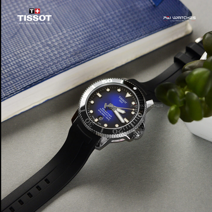 TISSOT Seastar 1000 Powermatic 80 43mm Blue Dial Black Rubber Strap - T120.407.17.041.00
