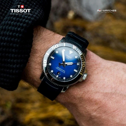 TISSOT Seastar 1000 Powermatic 80 43mm Blue Dial Black Rubber Strap - T120.407.17.041.00