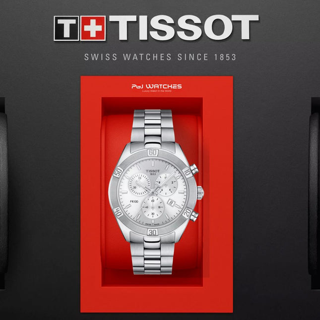 TISSOT PR100 Sport Chic Chronograph Men Silver Dial Stainless Steel Strap - T101.917.11.031.00