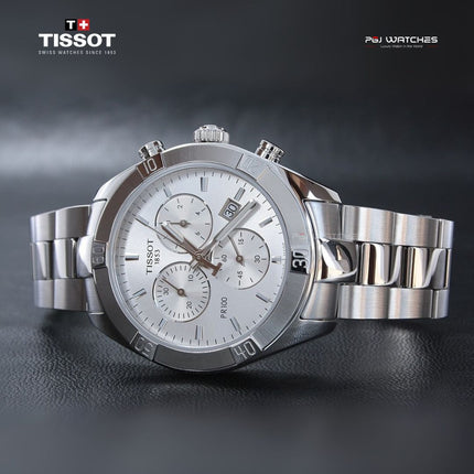 TISSOT PR100 Sport Chic Chronograph Men Silver Dial Stainless Steel Strap - T101.917.11.031.00