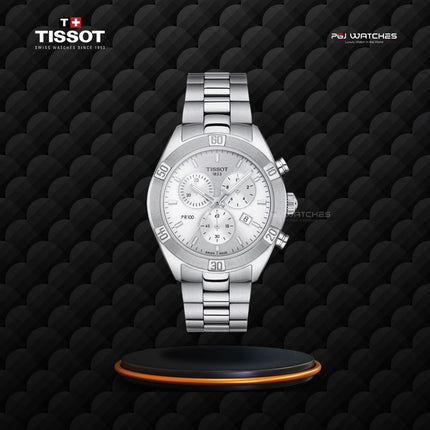 TISSOT PR100 Sport Chic Chronograph Men Silver Dial Stainless Steel Strap - T101.917.11.031.00