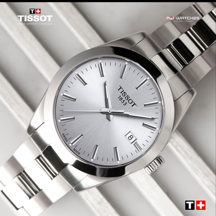 TISSOT T-Classic Gentleman Men Silver Dial Stainless Steel Strap - T127.410.11.031.00