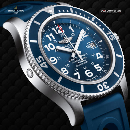 BREITLING Superocean II 44 Blue Dial Rubber Strap - A17392D81C1S1