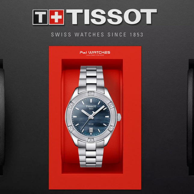 TISSOT T-Classic PR100 Chic Black Mother of Pearl Dial Stainless Steel Strap - T101.910.11.121.00